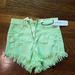 Aphrodite Green Cutoff Shorts